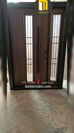 درب لابی یکونیم لنگه راش رنگ شیشه خور حفاظ دار