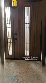 درب لابی یکونیم لنگه راش رنگ شیشه خور حفاظ دار - Image 2