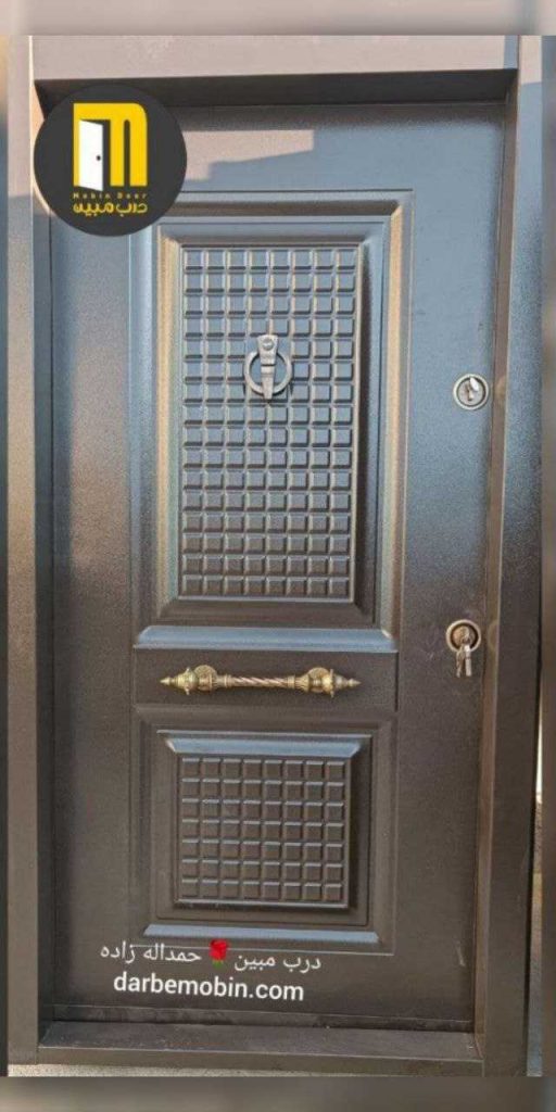 درب ضدسرقت روی فلز دوقاب مشکی شطرنجی جدید مدرن کد 804